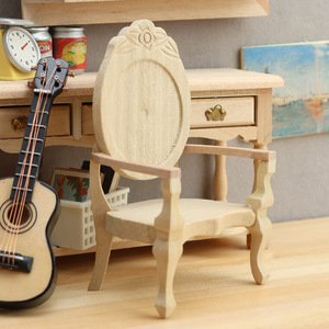 Muebles en miniatura 1:12 de alta calidad, silla de comedor de cocina de madera para decoración de casa de muñecas - Product Image 5