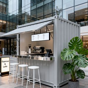 Contenedor de Envío Robusto y Contemporáneo para Cafetería, Tienda de Jugos, Bar, Restaurante, Cocina, Alta Utilización del Espacio, Acero Galvanizado de 3 mm de Espesor - Product Image 1