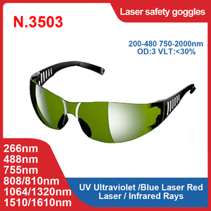 Occhiali di Sicurezza per Incisione Laser IPL 200-480nm 750-2000nm, Montatura in Plastica PC, Protezione OD3+, Design Senza Montatura, Logo Personalizzabile - Product Image 2