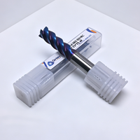 Fraise à bout plat en carbure de tungstène de haute qualité d'usine, 1 mm-10 mm, CNC, 65HRC, 4 cannelures, revêtement nano bleu, longue durée de vie de l'outil, ODM OEM