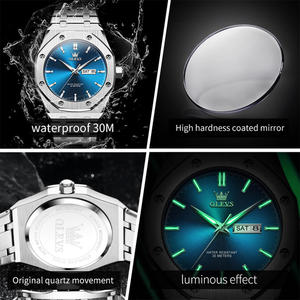   Reloj de Cuarzo Luminoso de Moda, Resistente al Agua, con Calendario, Estilo de Lujo, Marca de Lujo, Logotipo Personalizado OEM 3726, Dorado, Superventas, para Hombre - Product Image 5