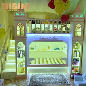 Litera <span class=keywords><strong>de</strong></span> madera maciza con escalera para niños y niñas, cama <span class=keywords><strong>de</strong></span> <span class=keywords><strong>Castillo</strong></span> King, personalizada, colorida - Product Image 5