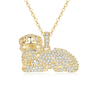 Collar con Colgante de Pixiu Animal de Zirconia de Alta Calidad, Chapado en Oro de 14K, Novedad al por Mayor - Regalo de Cumpleaños - Product Image 1