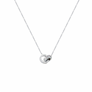 Collier court simple et tendance pour femme en acier titane à double anneau numérique romain, chaîne de clavicule, or rose 18 carats, argent - Product Image 2