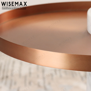 WISEMAX, mesa de centro redonda de diseño superior de Metal de acero inoxidable barato, Base de mármol blanco moderno, mesa auxiliar para sala de estar a la venta - Product Image 3