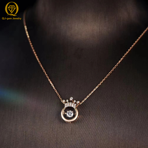 18K <b>Solid</b> Rose <b>Gold</b> Crown Diamond <b>Pendant</b> Necklace 1CT Lab Grown Diamond Fine Jewelry for Women Anniversary Gift Everyday Wear - Product Image 4
