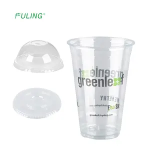 Custom Made Printing Logo Te Gaan Clear 16Oz Huisdier Composteerbaar Koude Cup Wegwerp Plastic Biologisch Afbreekbare Cups
