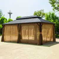 Jardin moderne étanche toit gazebo parasol personnalisable 3.65*6m gazebos extérieur en aluminium luxe pavillon