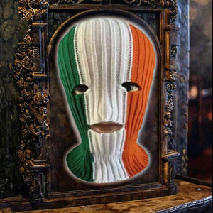 Cagoule tricotée drapeau irlandais rayée trois couleurs (vert-blanc-orange) avec impression numérique, broderie 3D unisexe adulte - Product Image 3