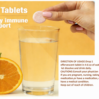 Comprimés effervescents de vitamine C et de zinc à marque privée OEM, saveur orange, 20 comprimés par tube, soutien immunitaire et antioxydant