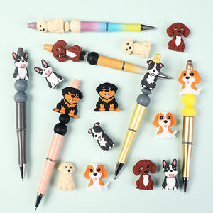 Cuentas sueltas de silicona 3D de dibujos animados de perrito Dachshund, bonitas cuentas de silicona de PVC con forma de animal perro para fabricación de bolígrafos, venta al por mayor a granel - Product Image 1