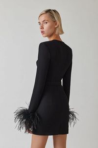 XS Size <span class=keywords><strong>abbigliamento</strong></span> <span class=keywords><strong>donna</strong></span> elegante elegante abito <span class=keywords><strong>formale</strong></span> da sera abito da sera con piume di struzzo - Product Image 5