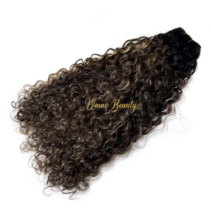 Mèches de cheveux humains ondulés bouclés souples blonds balayage avec racines foncées, mélange de boucles profondes, ombré, boucles crépues, ondulations Jerry - Product Image 5