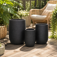 Ensemble de 3 pots minimalistes en fibre d'argile, texture mate rugueuse, grands pots à fleurs sur pied avec trous pour une utilisation en intérieur/extérieur