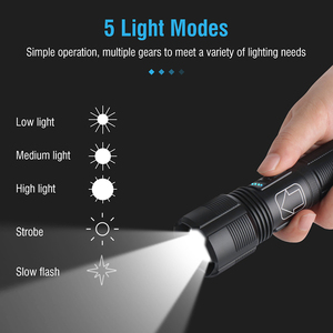 Boruit <span class=keywords><strong>300M</strong></span> Dài Phạm Vi Zoomable Ánh Sáng LED <span class=keywords><strong>Torch</strong></span> Chiến Thuật Không Thấm Nước <span class=keywords><strong>Torch</strong></span> Ánh Sáng Đèn Pin Có Thể Thu Phí Đèn Pin LED <span class=keywords><strong>Torch</strong></span> - Product Image 3