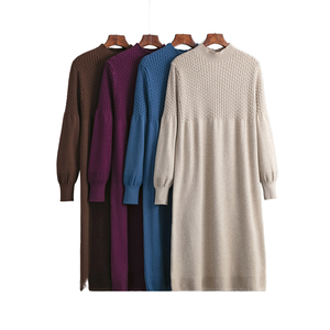 Vestido de Punto para Mujer, Manga Larga, Holgado, Largo Midi, Color Sólido, Informal, Transpirable, para Otoño, Personalizado - Product Image 1