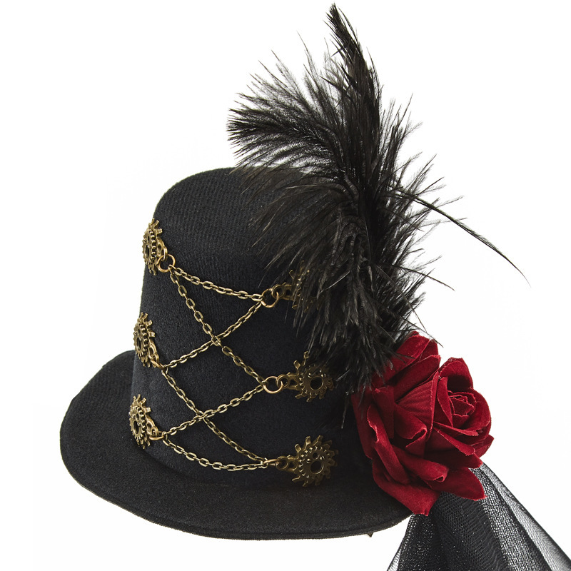 GRACEART Épingle à Cheveux Steampunk Engrenages & Plumes – Accessoire Vintage Gothique & Cosplay Unique