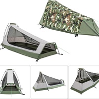 Tente de randonnée pliable pour une personne, double couche, en taffetas de polyester, 213x101x91cm, imperméable 3000mm, équipement de terrain extérieur, camouflage