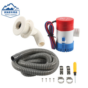 Pompe marine 1100GPH avec kit de vidange coudé à 90 degrés et tuyau flexible pour usage nautique - Product Image 1