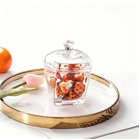 Pot à sucre en verre vintage en gros, pot de rangement carré transparent créatif de 250 ml avec couvercle métallique pour biscuits, lait et gelée