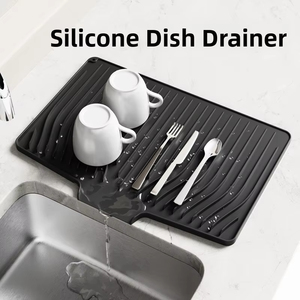 Wholesale Wave Draining <b>Pad</b> <b>Silicone</b> Drying Mat New Non-slip Dish Holder Table Kitchen Placemat Foldable Heat Insulation - Product Image 1