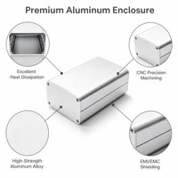 Boîtier électronique en aluminium anodisé, boîtier de projet à corps divisé, dissipation thermique, boîtier d'amplificateur audio, boîtier électronique d'usine