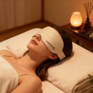 Custom Logo Printed Mulberry Silk <b>Sleep</b> <b>Mask</b> with Adjustable Band Blackout Travel Unisex Soft Washable Water Resistant - Product Image 5