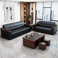 Canapé en cuir moderne de luxe pour bureau et réception, ensemble de canapés de mobilier de bureau en gros d'usine