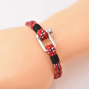 Tendance hommes mode unisexe marin Nylon cire cordon Bracelets à breloques manille - Product Image 5