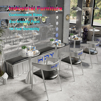 Premium argent rétro café Bar stand canapé Table chaise ensemble Style industriel Restaurant Table chaise combinaison salle à manger en plein air salle de sport