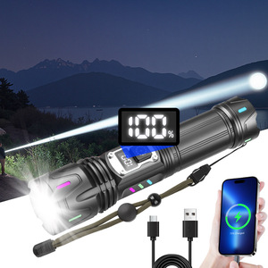 จอแสดงผลดิจิตอล ไฟฉาย LED สีขาว แบตเตอรี่แบบชาร์จไฟได้ ความเข้มสูง ระยะไกล แสงสว่างสำหรับใช้งานกลางแจ้ง - Product Image 1