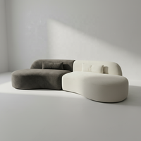 Sofá Seccional Moderno Curvo de Tres Plazas, Tapizado en Tela Bouclé Premium, Espuma de Alta Densidad, Acolchado, Envasado al Vacío, para Sala de Estar