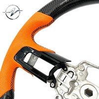 Volant sport en cuir et fibre de carbone YZ personnalisé, orange, 3 branches, avec couleur de surpiqûres personnalisée pour Shelby GT350