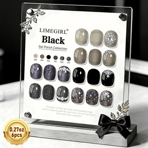 Set de Gel de Resina de 6 Colores para Uñas, Gris <span class=keywords><strong>Cemento</strong></span>, Negro Oscuro, Estilo Rococó, <span class=keywords><strong>Esmalte</strong></span> con Diamantes Rotos Brillantes, Básico - Product Image 3