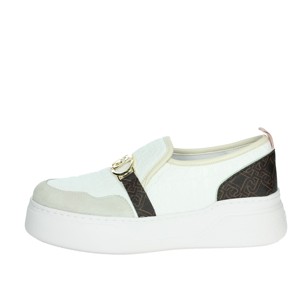 Scarpe basse Slip-On da donna BA4091 PX483 bianco/marrone in vera pelle per la stagione autunnale in pelle con stampa antiscivolo - Product Image 1