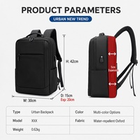 Sac à dos pour ordinateur portable 15 pouces extensible, imperméable, grande capacité, léger, pour les voyages
