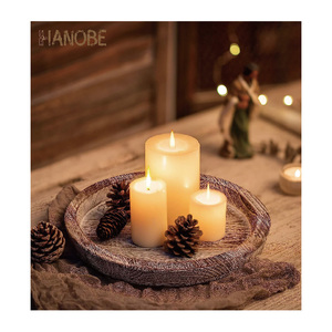 Vassoio di Servizio Rustico in Legno Rotondo, Vassoio Decorativo in Legno, Portacandele - Product Image 4