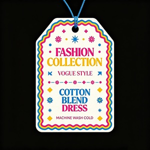 Étiquette de vêtement pour <span class=keywords><strong>femme</strong></span> recyclable, forme personnalisée, logo en relief blanc, étiquette en papier kraft - Product Image 3