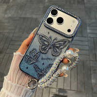 Coque de téléphone papillon scintillante électroplaquée diamant pour iPhone 18 Pro, accessoires mobiles de luxe pour iPhone 17 16 15 14 Pro Max