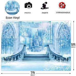 Winter Wonderland Castle Tapiz Castillo de hielo para niños Copo de nieve Fotografía Banner para Winter Castle Fotografía Telón de fondo - Product Image 2