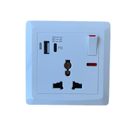Eu 2 Pin En 3 Pin Universele 13A Eu Plug 5V 2.1A 250V Outlet Type C Usb-poort snelle Charger Socket Voor Mobiele Telefoon Met Indicator