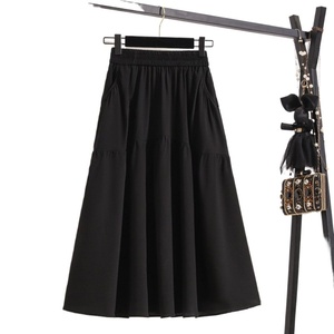 2025 falda de paraguas de verano de cintura alta de longitud media de mezclilla negra transpirable versátil estampado Digital Casual de gran tamaño para Natural - Product Image 5