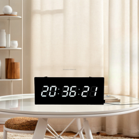 Jam Dinding Digital Ukuran Besar dengan Layar LED Besar, Alarm Multifungsi, Bingkai Aluminium, Memori Waktu