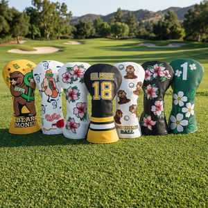 ปลอกหัวไม้กอล์ฟดีไซน์ใหม่ คุณภาพสูง ทำจากหนัง PU ปลอกคลุมหัวไม้กอล์ฟสำหรับไม้ฟอร์ดและไดรเวอร์  รับทำโลโก้ตามสั่ง - Product Image 1