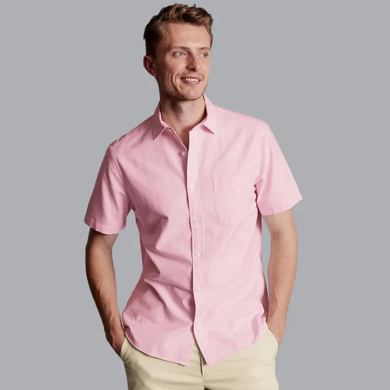 Top Quality Summer Color Cotton Linen Casual Loose Short Sleeve Shirt For Men