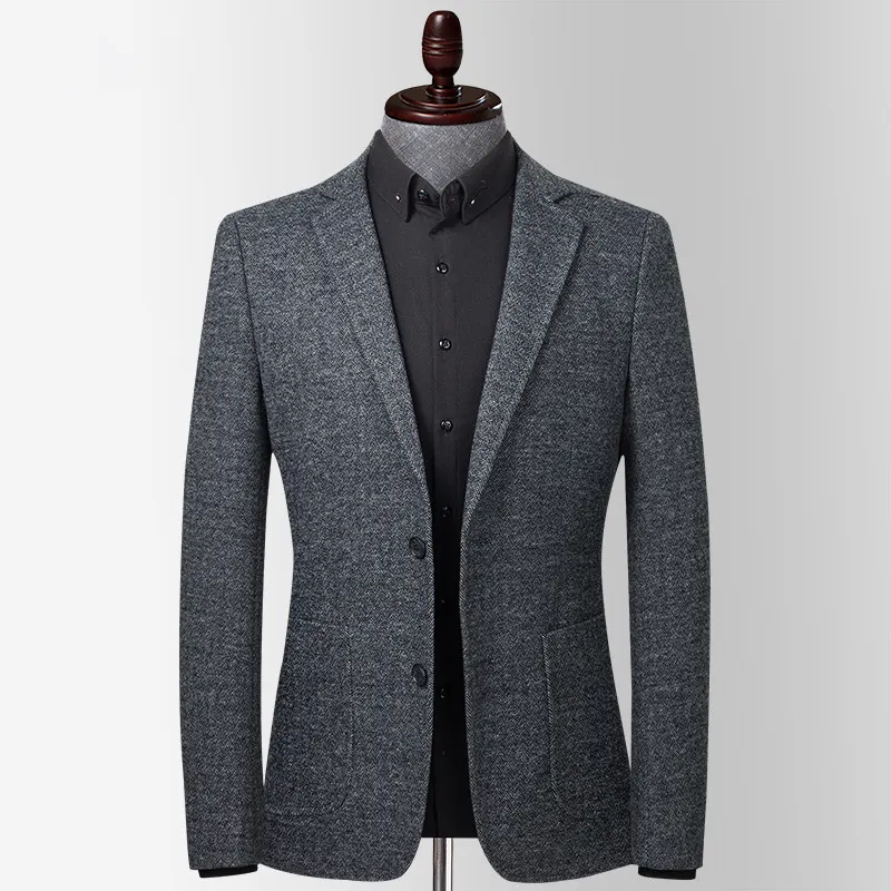 autumn and winter Long Sleeve Simple Single Breasted Full Length Gray Slim Fit Men Blazer