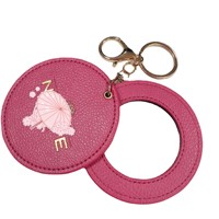Couverture en cuir rose de mode personnalisée Mini porte-clés miroir de marque pour voyage Cadeau promotionnel