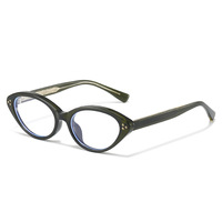 Lunettes 2026 Vintage haut de gamme anti-lumière bleue, monture ovale orange unie en acétate TR, à motif léopard, avec rivets et articulation à broche, monture intégrale