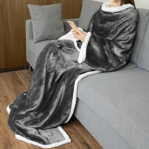 Супер мягкий диван толстый фланелевый шерстяной плюшевый носимый телевизор snuggie толстовка с рукавами для зимы