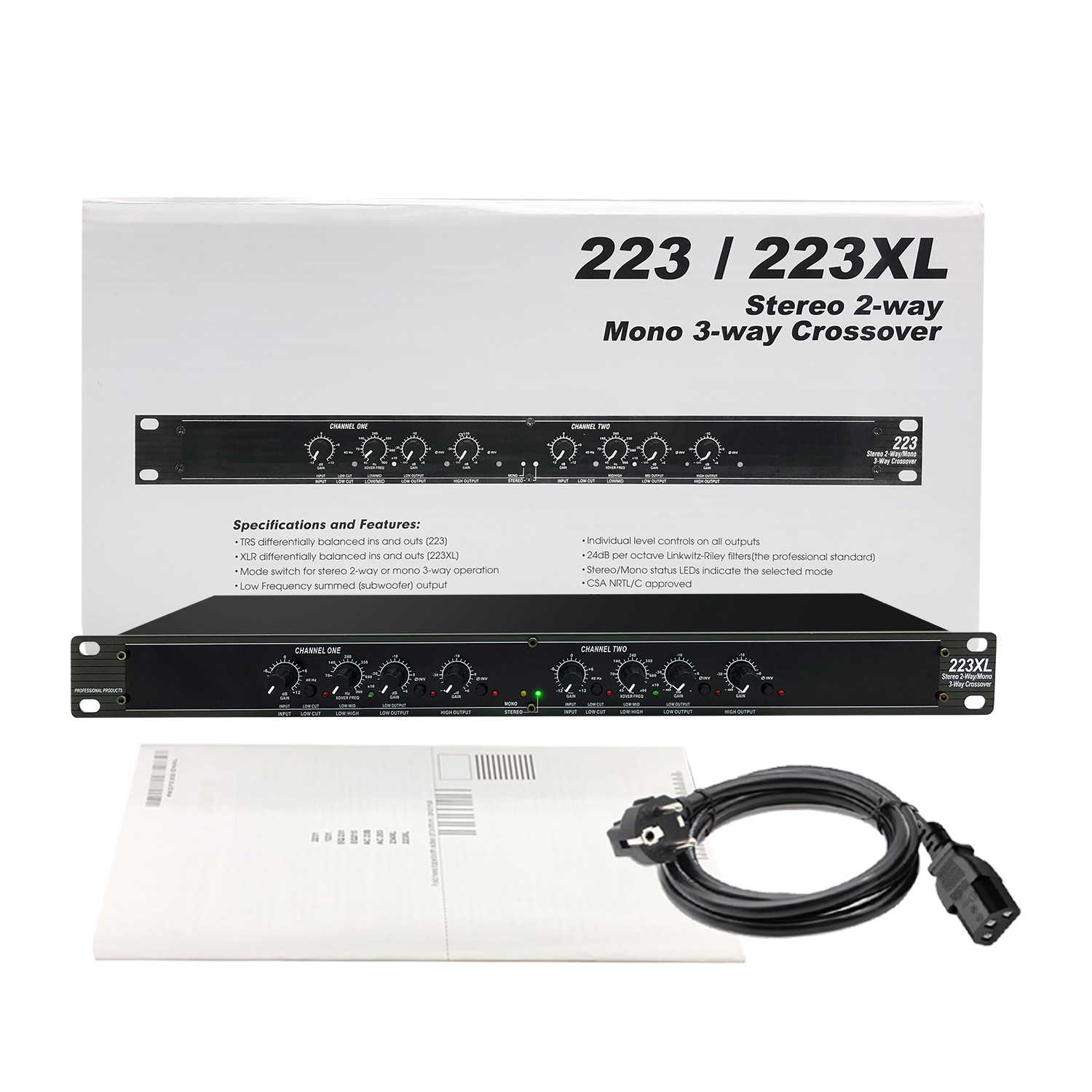 223XL Professional Audio Equipment - Stereo 2-Way Crossover for